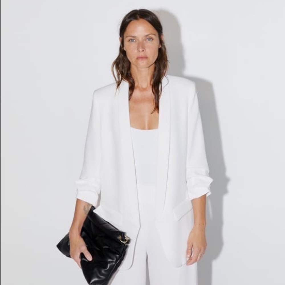 Zara white oversized boyfriend blazer